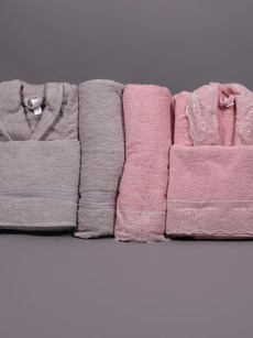  Ensemble de peignoirs avec guipure Ipekce - Rose/ Violet