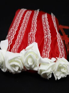 Décoration voiture mariage rétro en tulle avec fleur ( vendu par lots de 5 pièces ) - rouge