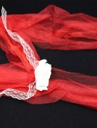 Décoration voiture mariage rétro en tulle avec fleur ( vendu par lots de 5 pièces ) - rouge