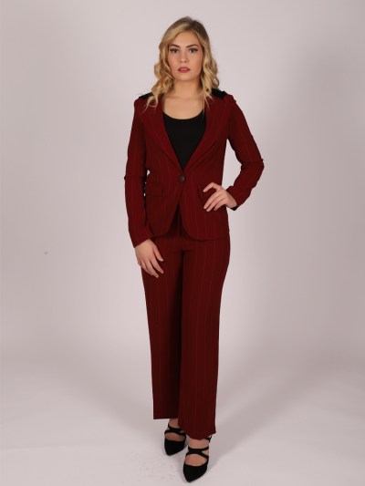 Pantalon à rayure chic Actuel - bordeaux
