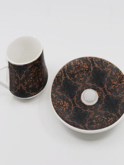 Tasse à café 6 Pièces Zellerfeld à motif noir/bronze