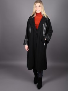 Veste longue simili cuir Puane - noir