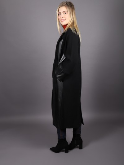 Veste longue simili cuir Puane - noir