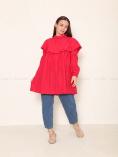 Tunique à volant Loreen - rouge 