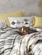 Ensemble de housse de couette 2 personne cotton box mode line stone beige