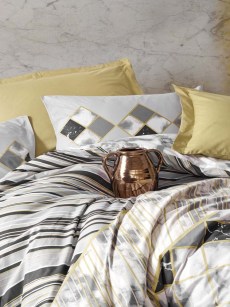 Ensemble de housse de couette 2 personne cotton box mode line stone beige