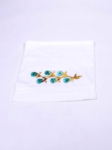 Serviette à fleur velours dahila vert menthe