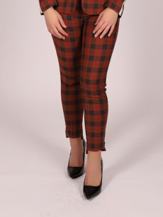 Pantalon à carreaux chic Fi'more - orange foncé/noir