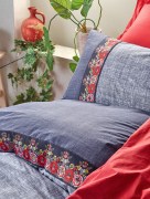 Ensemble housse de couette 2 personnes Cotton Box Folk Art Bleu marine