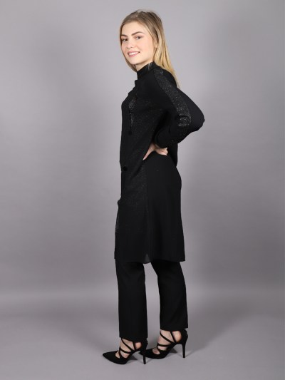 Chemise mi-long à paillette Puane - noir