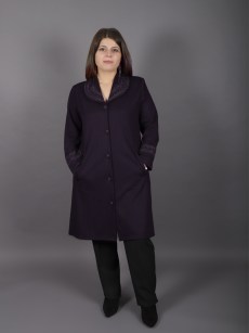 Veste, 5 boutons, Col châle brodé violet 