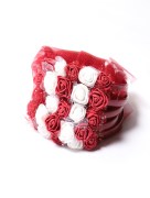 Accessoires de cheveux avec fleur et tulle ( lot de 12 pièces )  bordeaux/blanc