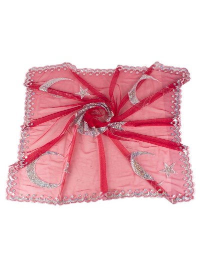 Voile de marié avec gants Étoile de lune - rouge