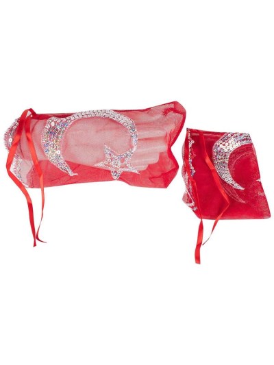 Voile de marié avec gants Étoile de lune - rouge