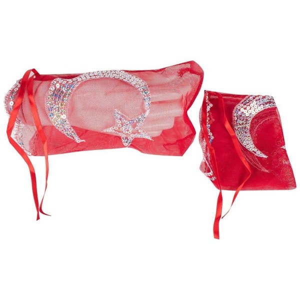 Voile de marié avec gants Étoile de lune - rouge