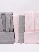 Ensemble de peignoirs avec guipure Ipekce 6 pièces - Gris foncé/Rose