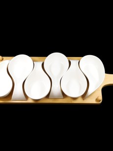 Service de bol avec plateau bambou Almina AL-7176