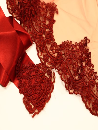 Ensemble d'accessoires de mariée au henné bordeaux (ensemble de ceinture de voile floral au laser et de gants de henné)