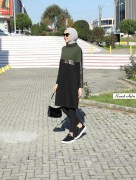 Tunique avec applique en cuir Vert