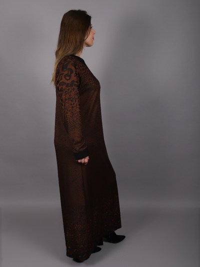 Robe longue à motif Hesna - orange/noir