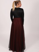 Robe longue simple Garize - bordeaux/noir