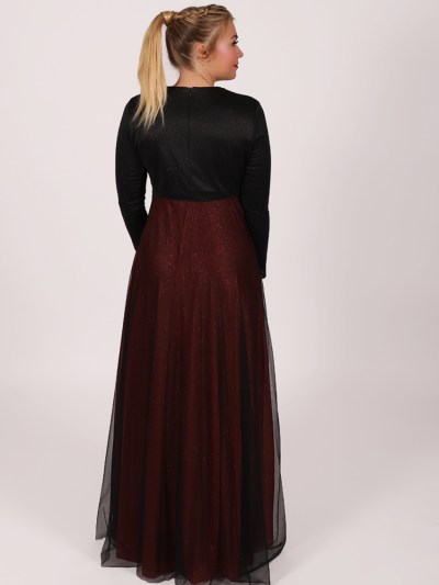 Robe longue simple Garize - bordeaux/noir