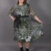 Robe trapèze à motif Ksas - kaki
