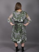 Robe trapèze à motif Ksas - kaki