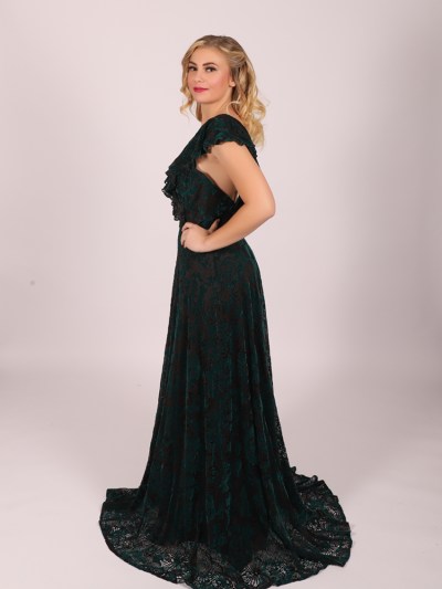 Robe en velours - noir/vert 