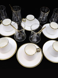 Service de thé et café 24 pièces blanc/doré