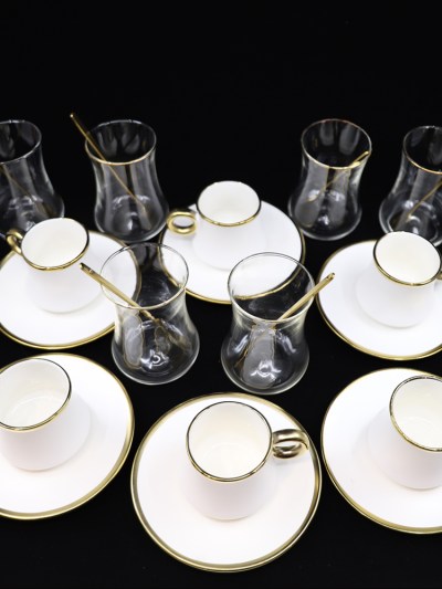 Service de thé et café 24 pièces blanc/doré