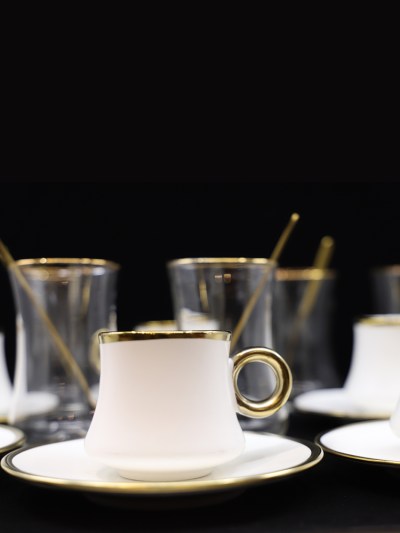 Service de thé et café 24 pièces blanc/doré