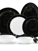Service de table Zellerfeld noir et blanc à rayures 28 pièces 