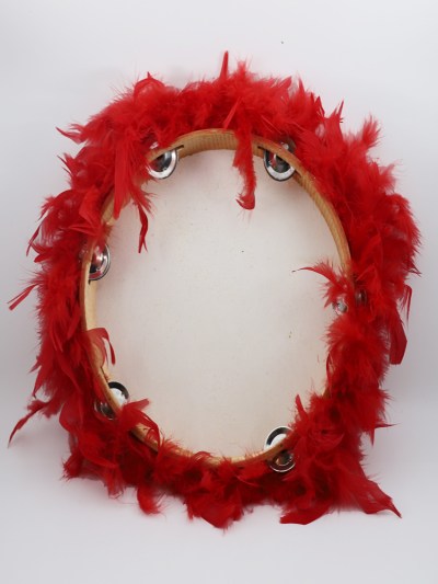 Tambourin à plume pour mariage - rouge