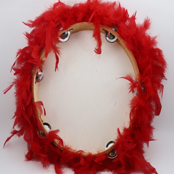 Tambourin à plume pour mariage - rouge