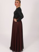 Robe longue simple Garize - bordeaux/noir