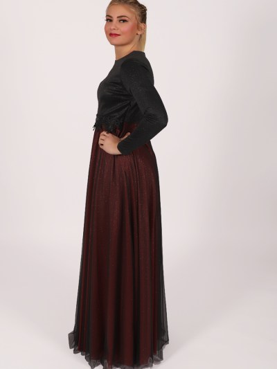 Robe longue simple Garize - bordeaux/noir