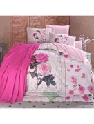 İpekçe Home Ensemble de housse de couette 2 personne Önder Storway avec couverture rose