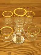 Chandelier en verre pour 5 bougies - or