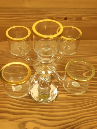 Chandelier en verre pour 5 bougies - or