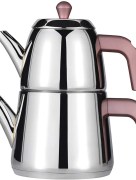 Amboss Diamond Théière, Couleur de Manche Rose, En inox, Fond en Acier, 1,2 L de Thé, 1,5 L D'eau