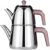 Amboss Diamond Théière, Couleur de Manche Rose, En inox, Fond en Acier, 1,2 L de Thé, 1,5 L D'eau