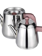 Amboss Diamond Théière, Couleur de Manche Rose, En inox, Fond en Acier, 1,2 L de Thé, 1,5 L D'eau