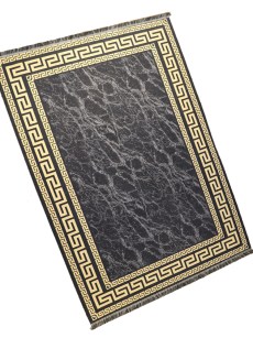 Tapis 80X150cm Rixos lavable antidérapant  noir/or X-0066
