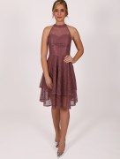 Robe courte avec dentelle dos nu en mousseline Dans - rose foncé