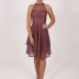 Robe courte avec dentelle dos nu en mousseline Dans - rose foncé