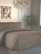 Couvre lit 2 personnes Ipekce Home Simge - bleu/taupe