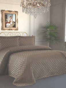 Couvre lit 2 personnes Ipekce Home Simge - bleu/taupe