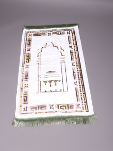 Tapis de prière velours en cuir - crème