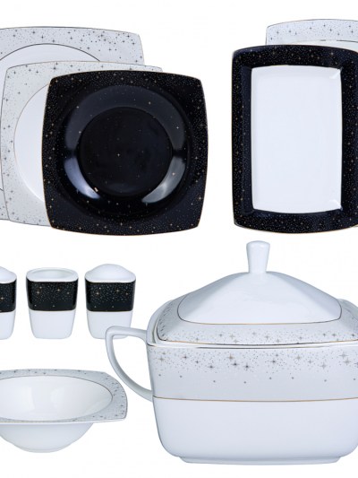 Karaca Fine Pearl Antares 62 pièces 12 personnes İnci service de table carré